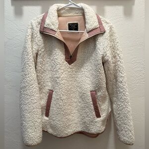 Abercrombie & Fitch Cream and Pink Teddy Jacket